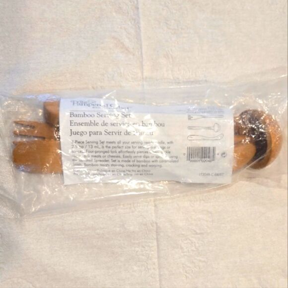 NIP THE PAMPERED CHEF BAMBOO SERVING SET SMALL SZ. - Picture 2 of 4